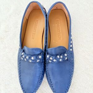 Robert Zur Men's Blue Studded Loafers